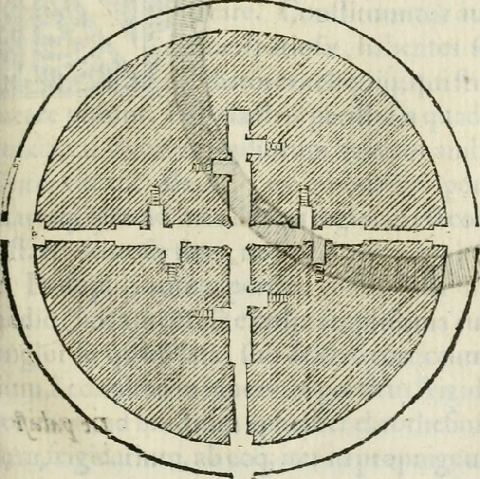 An illustration from M. Vitrvvii Pollionis De architectvra libri decem ad Caesarem Avgvstvm : omnibus omnium editionibus longè emendatiores, collatis veteribus exemplis : accesservnt Gulielmi Philandri Castilionii, ciuis Romani, annotationes castigatiores, & plus tertia parte locupletiores : adiecta est Epitome in omnes Georgij Agricolae De mensuris & ponderibus libros, eodem avtore : cum Graeco pariter & Latino indice locupletissimo, 1552, leaf 228