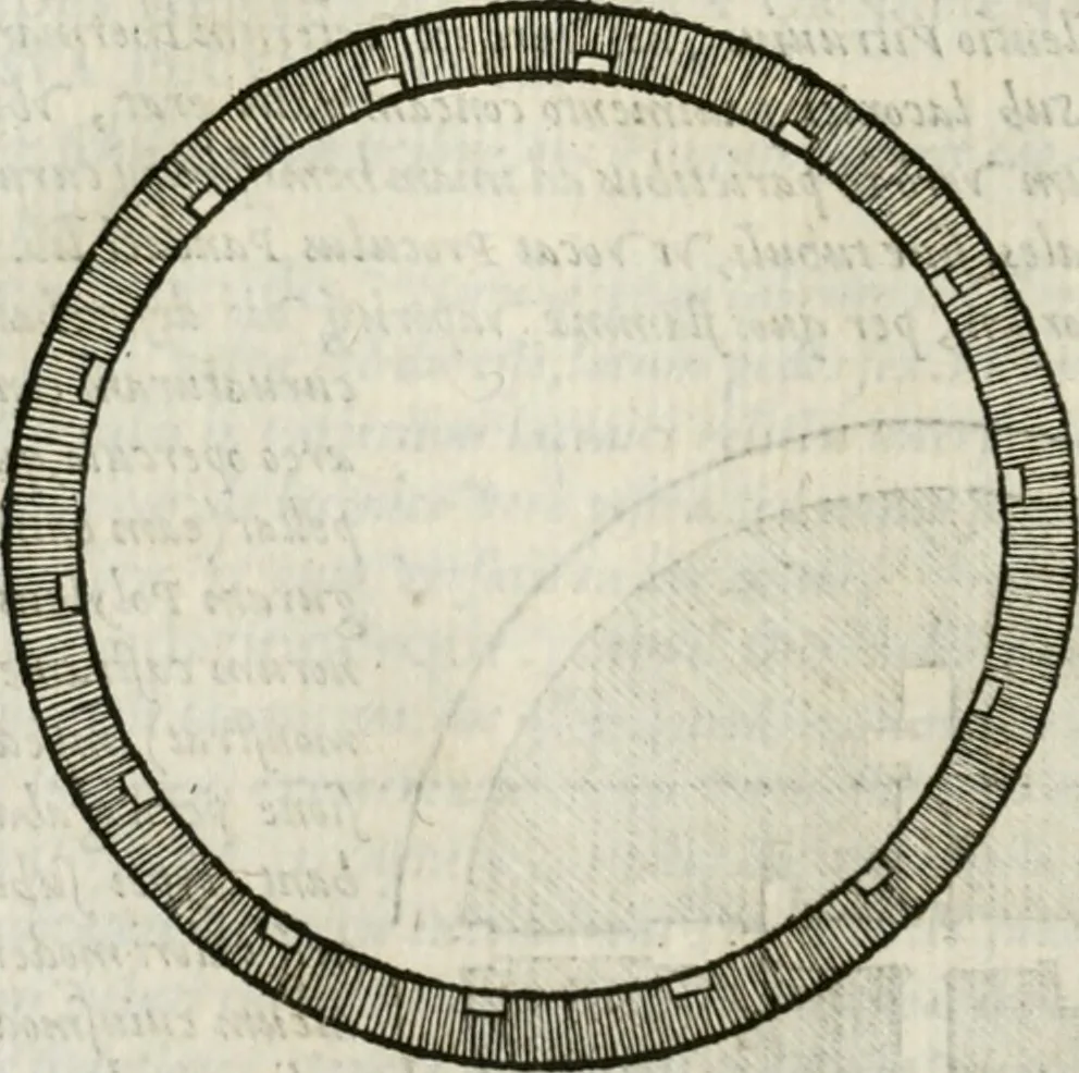 An illustration from M. Vitrvvii Pollionis De architectvra libri decem ad Caesarem Avgvstvm : omnibus omnium editionibus longè emendatiores, collatis veteribus exemplis : accesservnt Gulielmi Philandri Castilionii, ciuis Romani, annotationes castigatiores, & plus tertia parte locupletiores : adiecta est Epitome in omnes Georgij Agricolae De mensuris & ponderibus libros, eodem avtore : cum Graeco pariter & Latino indice locupletissimo, 1552, leaf 229