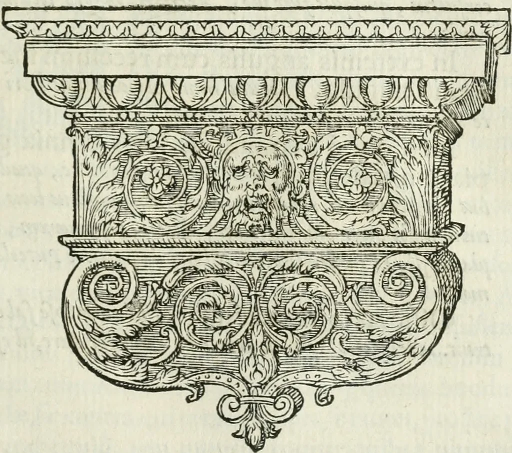 An illustration from M. Vitrvvii Pollionis De architectvra libri decem ad Caesarem Avgvstvm : omnibus omnium editionibus longè emendatiores, collatis veteribus exemplis : accesservnt Gulielmi Philandri Castilionii, ciuis Romani, annotationes castigatiores, & plus tertia parte locupletiores : adiecta est Epitome in omnes Georgij Agricolae De mensuris & ponderibus libros, eodem avtore : cum Graeco pariter & Latino indice locupletissimo, 1552, leaf 272