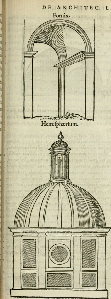 An illustration from M. Vitrvvii Pollionis De architectvra libri decem ad Caesarem Avgvstvm : omnibus omnium editionibus longè emendatiores, collatis veteribus exemplis : accesservnt Gulielmi Philandri Castilionii, ciuis Romani, annotationes castigatiores, & plus tertia parte locupletiores : adiecta est Epitome in omnes Georgij Agricolae De mensuris & ponderibus libros, eodem avtore : cum Graeco pariter & Latino indice locupletissimo, 1552, leaf 290