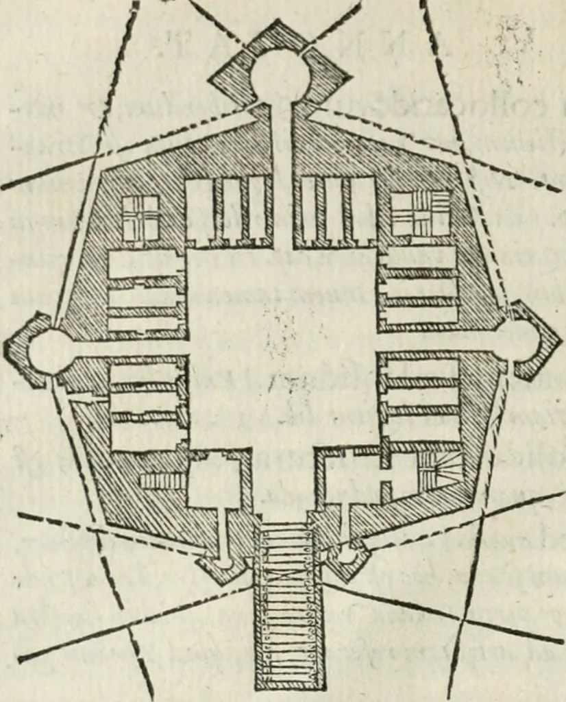 An illustration from M. Vitrvvii Pollionis De architectvra libri decem ad Caesarem Avgvstvm : omnibus omnium editionibus longè emendatiores, collatis veteribus exemplis : accesservnt Gulielmi Philandri Castilionii, ciuis Romani, annotationes castigatiores, & plus tertia parte locupletiores : adiecta est Epitome in omnes Georgij Agricolae De mensuris & ponderibus libros, eodem avtore : cum Graeco pariter & Latino indice locupletissimo, 1552, leaf 45