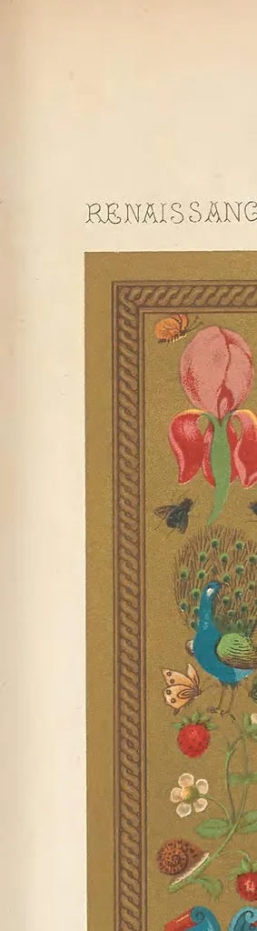 An illustration from Polychromatic ornament. One hundred plates in gold, silver, and colours, comprising upwards of two thousand specimens of the various styles of ancient, oriental, and mediæval art, and including therenaissance and the seventeenth and eigtheenth centuries, 1877, leaf 315