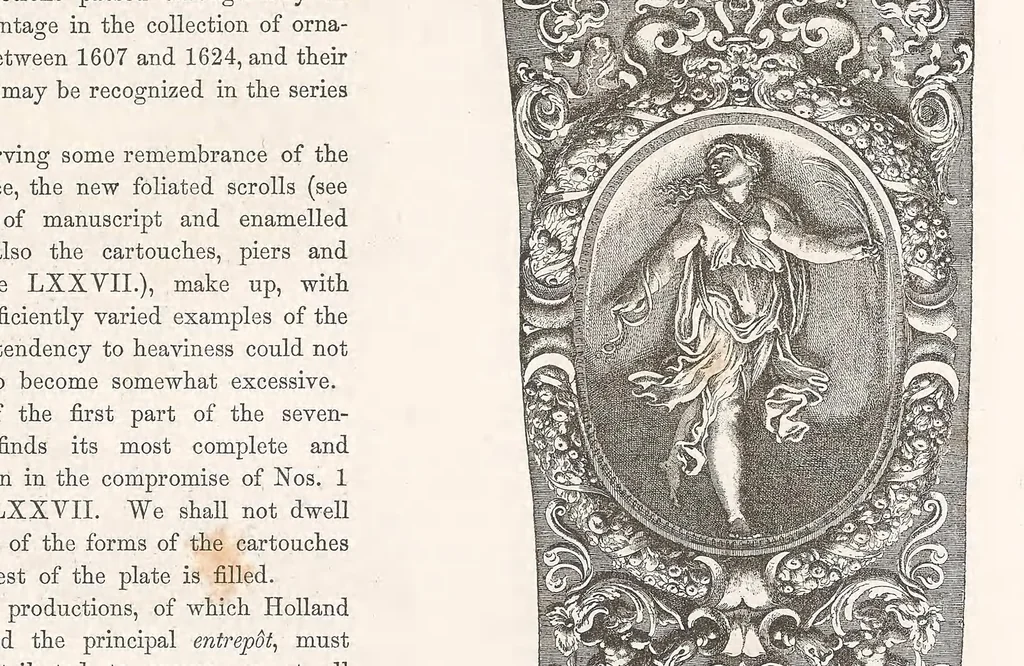 An illustration from Polychromatic ornament. One hundred plates in gold, silver, and colours, comprising upwards of two thousand specimens of the various styles of ancient, oriental, and mediæval art, and including therenaissance and the seventeenth and eigtheenth centuries, 1877, leaf 61
