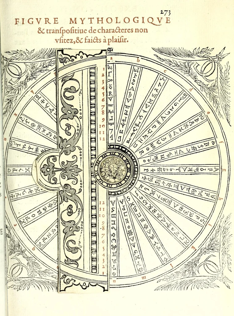 An illustration from Polygraphie, et vniuerselle escriture cabalistique, 1561, leaf 585