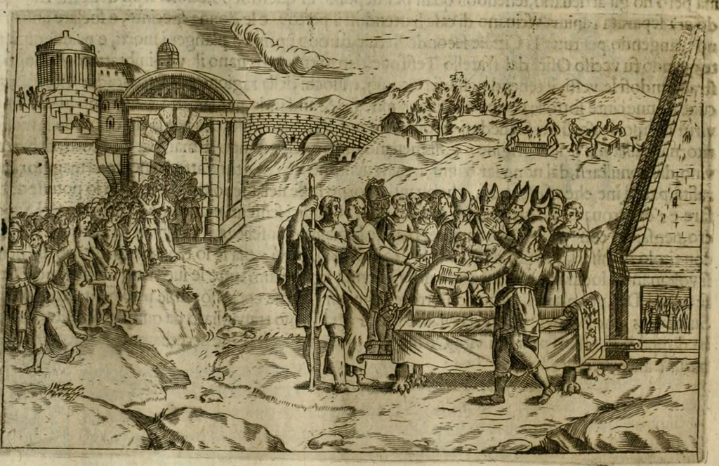 An illustration from Pompe funebri di tutte le nationi del mondo : raccolte dalle storie sagre et profane, 1646, leaf 101