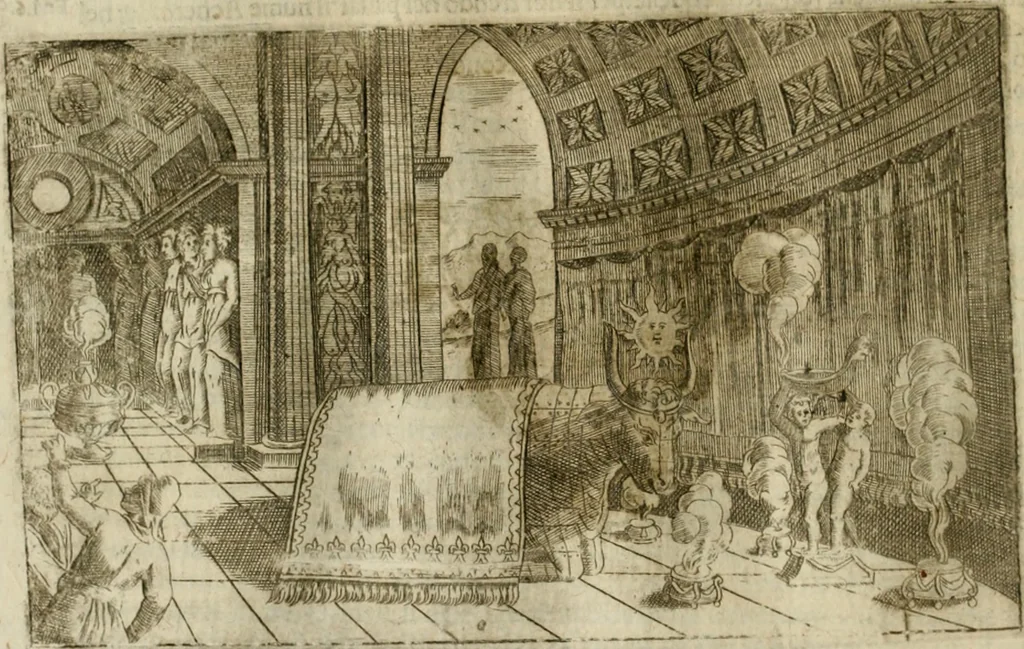 An illustration from Pompe funebri di tutte le nationi del mondo : raccolte dalle storie sagre et profane, 1646, leaf 113