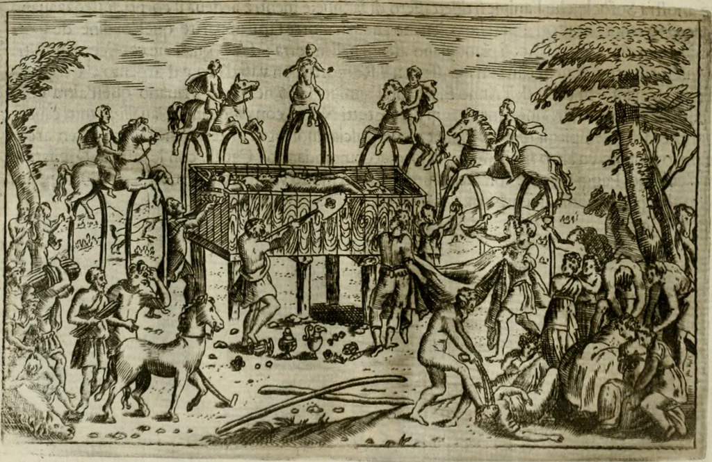 An illustration from Pompe funebri di tutte le nationi del mondo : raccolte dalle storie sagre et profane, 1646, leaf 129