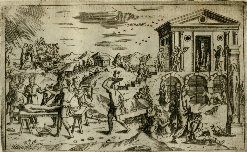 An illustration from Pompe funebri di tutte le nationi del mondo : raccolte dalle storie sagre et profane, 1646, leaf 139