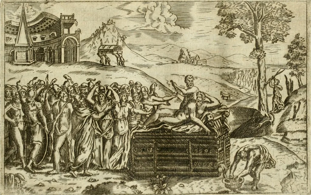 An illustration from Pompe funebri di tutte le nationi del mondo : raccolte dalle storie sagre et profane, 1646, leaf 148