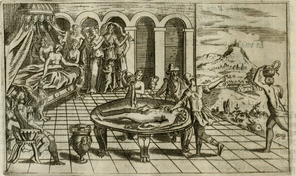An illustration from Pompe funebri di tutte le nationi del mondo : raccolte dalle storie sagre et profane, 1646, leaf 33