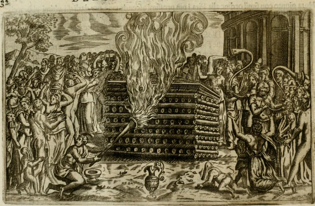 An illustration from Pompe funebri di tutte le nationi del mondo : raccolte dalle storie sagre et profane, 1646, leaf 51