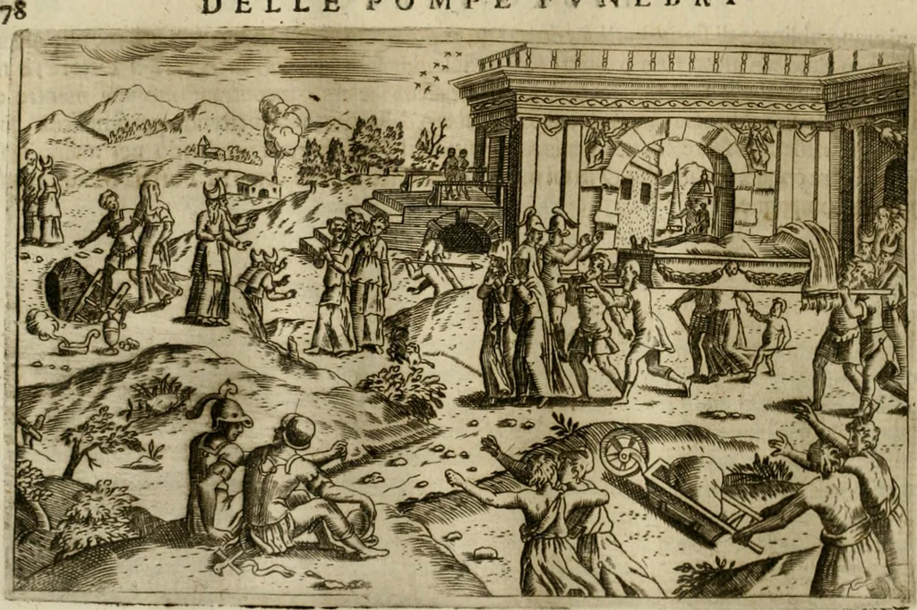 An illustration from Pompe funebri di tutte le nationi del mondo : raccolte dalle storie sagre et profane, 1646, leaf 89
