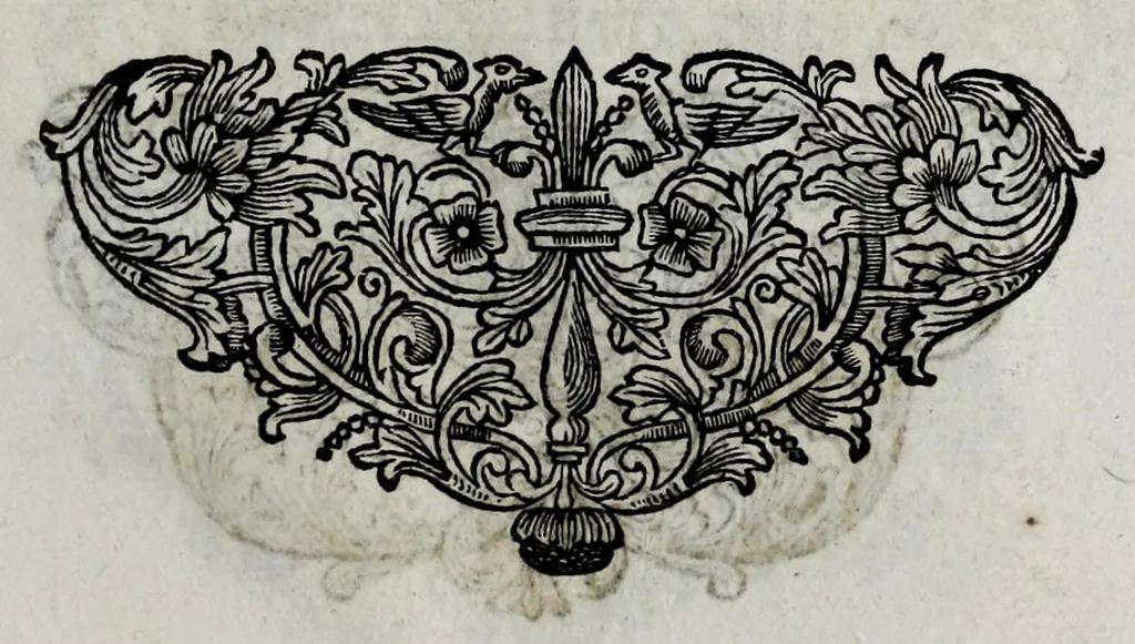 An illustration from Pompe funerali celebrate in Napoli per l'eccellentissima signora d. Caterina d'Aragona, e Sandovale, duchessa di Segorbia , Cardona, &c. : con l'aggiunta di altri componimenti intorno al medesimo soggetto : dedicate all'ecellentissimo suo figlio d. Luigi della Cerda, duca di Medina-Celi, &c., vicerè e capitan generale nel regno di Napoli, 1697, leaf 105