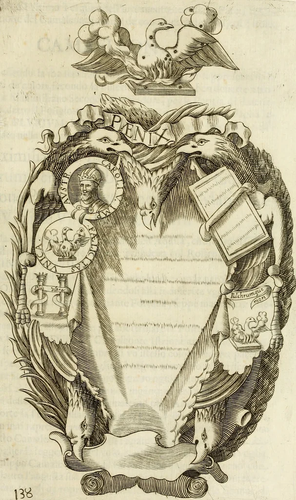 An illustration from Pompe fvnebri dell'vniverso : nella morte di Filippo qvarto il grande re delle Spagne, monarca cattolico, celebrate in Napoli alli XVIII. di febraro MDCLXVI dall'eminentissimo signore don Pascale Aragona ..., 1666, leaf 270