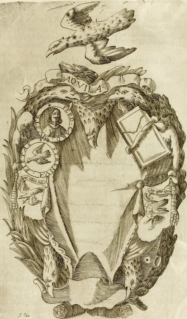 An illustration from Pompe fvnebri dell'vniverso : nella morte di Filippo qvarto il grande re delle Spagne, monarca cattolico, celebrate in Napoli alli XVIII. di febraro MDCLXVI dall'eminentissimo signore don Pascale Aragona ..., 1666, leaf 98