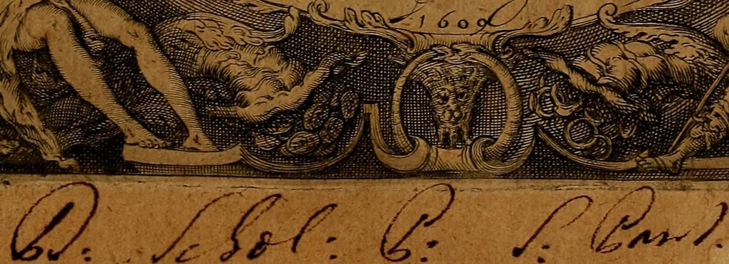 An illustration from Pomp. Gaurici Neapolitani De sculptura liber. Ludo. Demontiosii De veterum sculptura, caelatura, gemmarum scalptura, & pictura libri duo. Abrahami Gorlaei Antverpiani Dactyliotheca, 1609, leaf 4