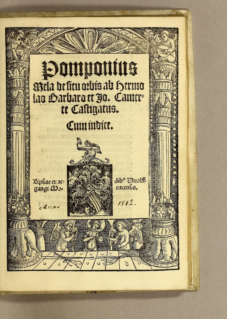 An illustration from Pomponius Mela De situ orbis ab Hermolao Barbaro et Jo. Camerte castigatus. : cum indice, 1512, leaf 9