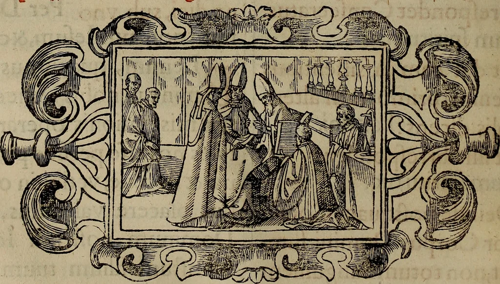 An illustration from Pontificale romanvm Clementis VIII primum : posteà uerò Vrbani VIII ; auctoritate recognitum ; cum figuris, 1683, leaf 115