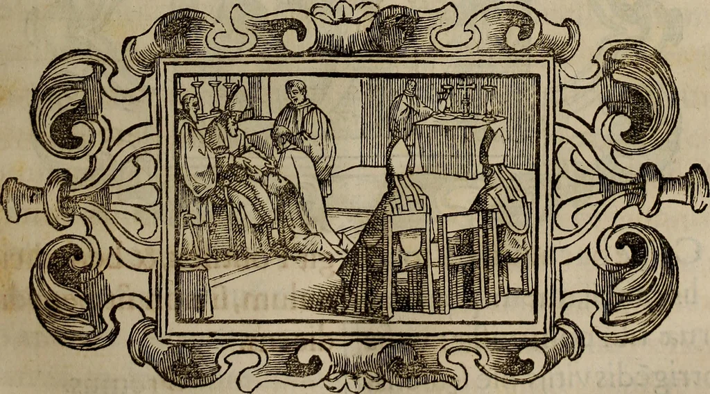 An illustration from Pontificale romanvm Clementis VIII primum : posteà uerò Vrbani VIII ; auctoritate recognitum ; cum figuris, 1683, leaf 158