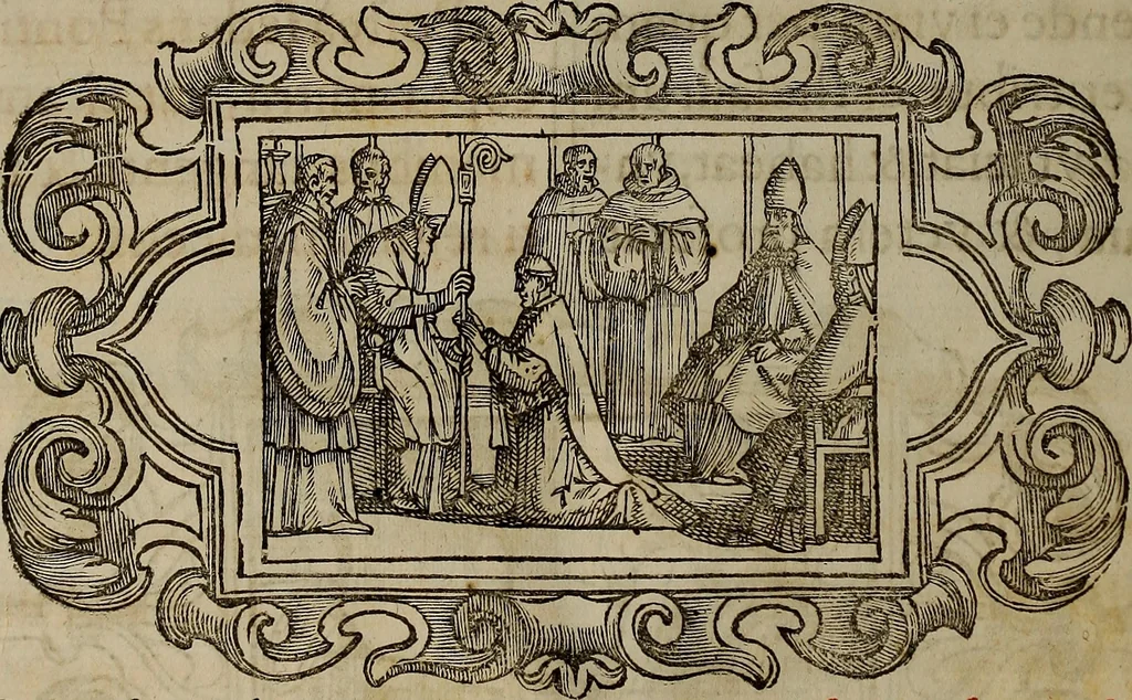 An illustration from Pontificale romanvm Clementis VIII primum : posteà uerò Vrbani VIII ; auctoritate recognitum ; cum figuris, 1683, leaf 159