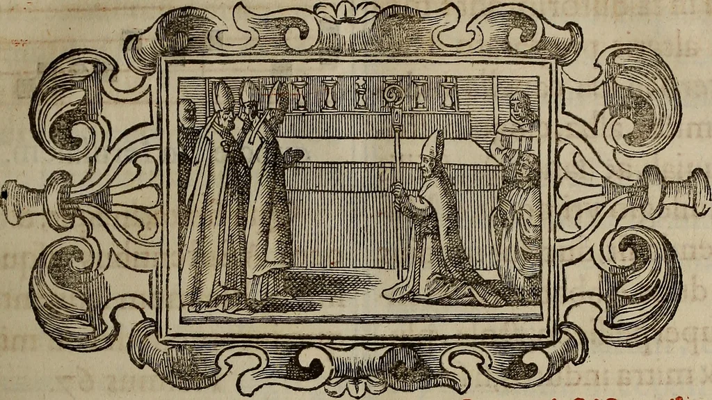 An illustration from Pontificale romanvm Clementis VIII primum : posteà uerò Vrbani VIII ; auctoritate recognitum ; cum figuris, 1683, leaf 166