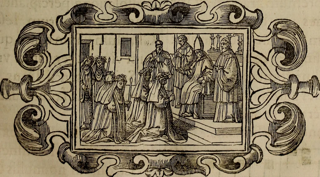 An illustration from Pontificale romanvm Clementis VIII primum : posteà uerò Vrbani VIII ; auctoritate recognitum ; cum figuris, 1683, leaf 218