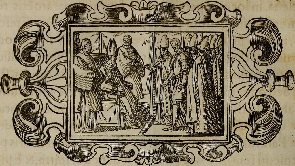 An illustration from Pontificale romanvm Clementis VIII primum : posteà uerò Vrbani VIII ; auctoritate recognitum ; cum figuris, 1683, leaf 223