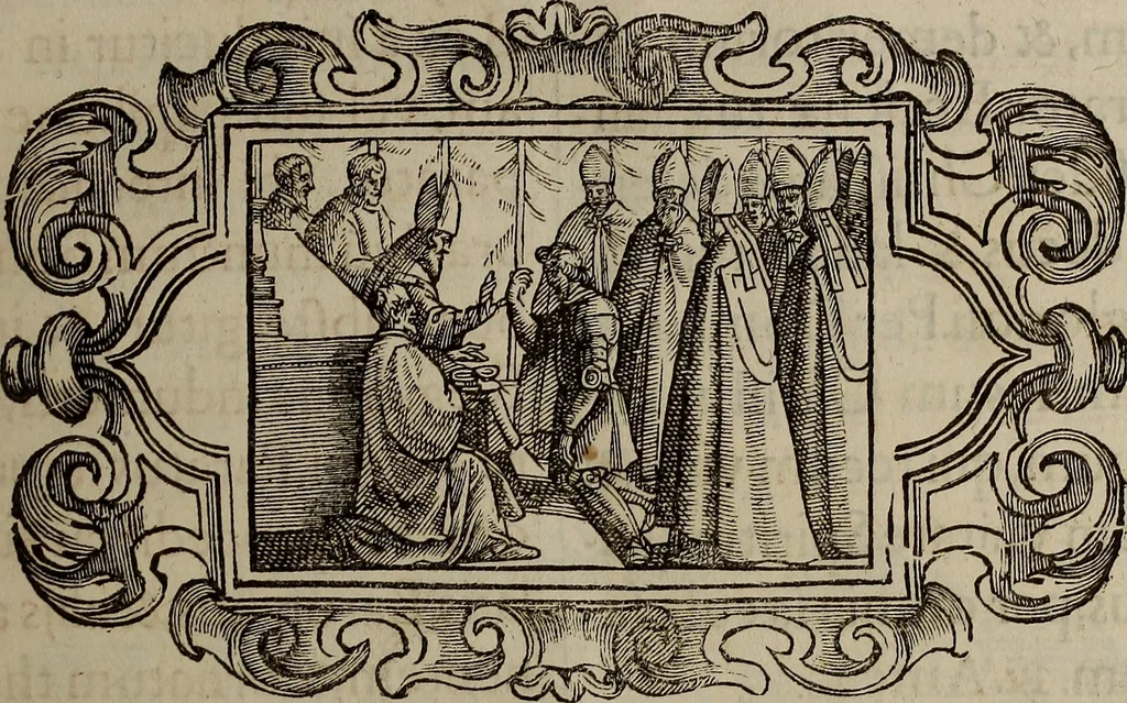 An illustration from Pontificale romanvm Clementis VIII primum : posteà uerò Vrbani VIII ; auctoritate recognitum ; cum figuris, 1683, leaf 228