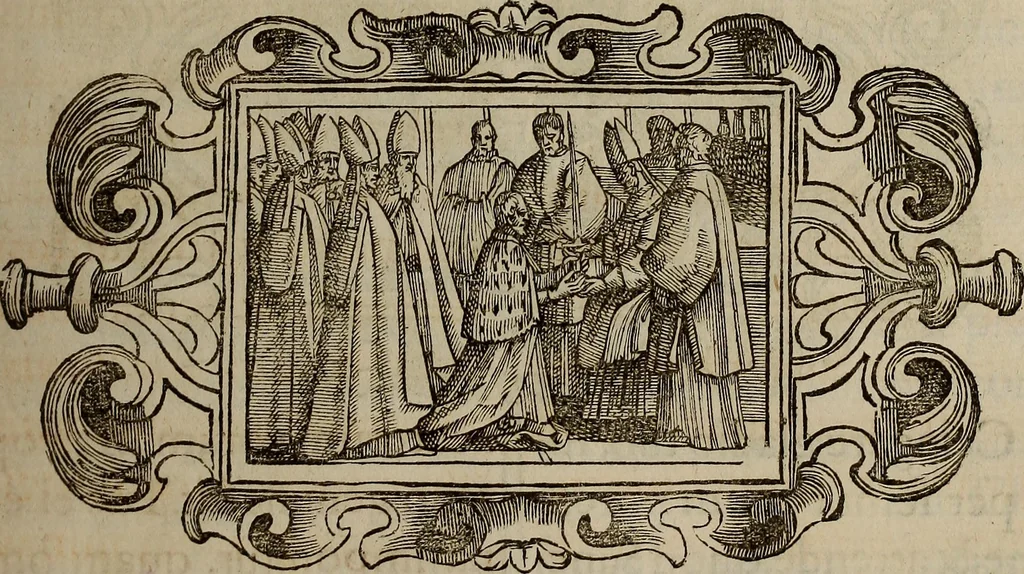 An illustration from Pontificale romanvm Clementis VIII primum : posteà uerò Vrbani VIII ; auctoritate recognitum ; cum figuris, 1683, leaf 230