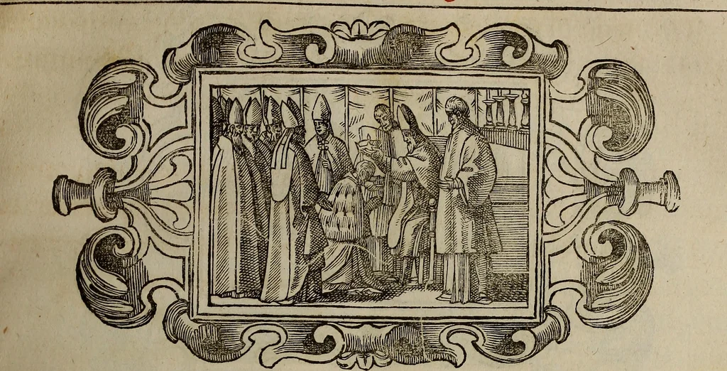 An illustration from Pontificale romanvm Clementis VIII primum : posteà uerò Vrbani VIII ; auctoritate recognitum ; cum figuris, 1683, leaf 232