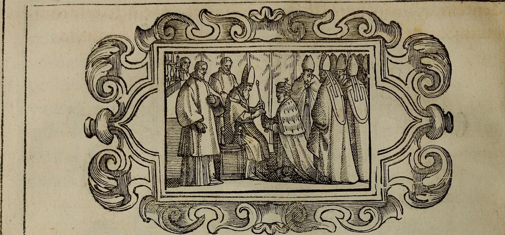An illustration from Pontificale romanvm Clementis VIII primum : posteà uerò Vrbani VIII ; auctoritate recognitum ; cum figuris, 1683, leaf 233