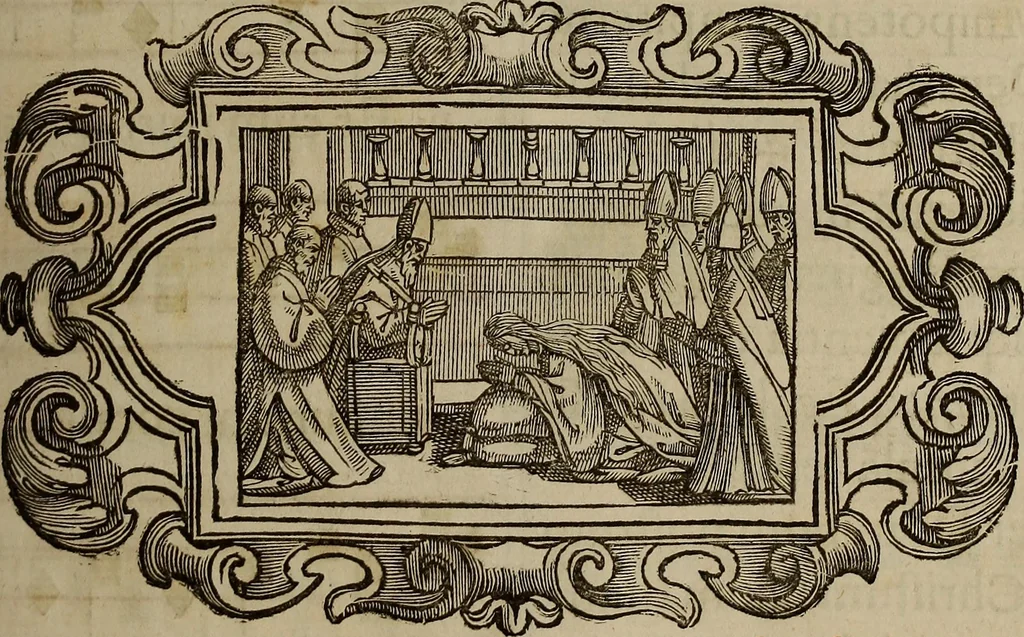 An illustration from Pontificale romanvm Clementis VIII primum : posteà uerò Vrbani VIII ; auctoritate recognitum ; cum figuris, 1683, leaf 252