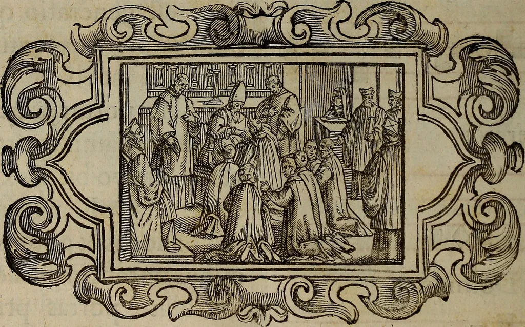 An illustration from Pontificale romanvm Clementis VIII primum : posteà uerò Vrbani VIII ; auctoritate recognitum ; cum figuris, 1683, leaf 27