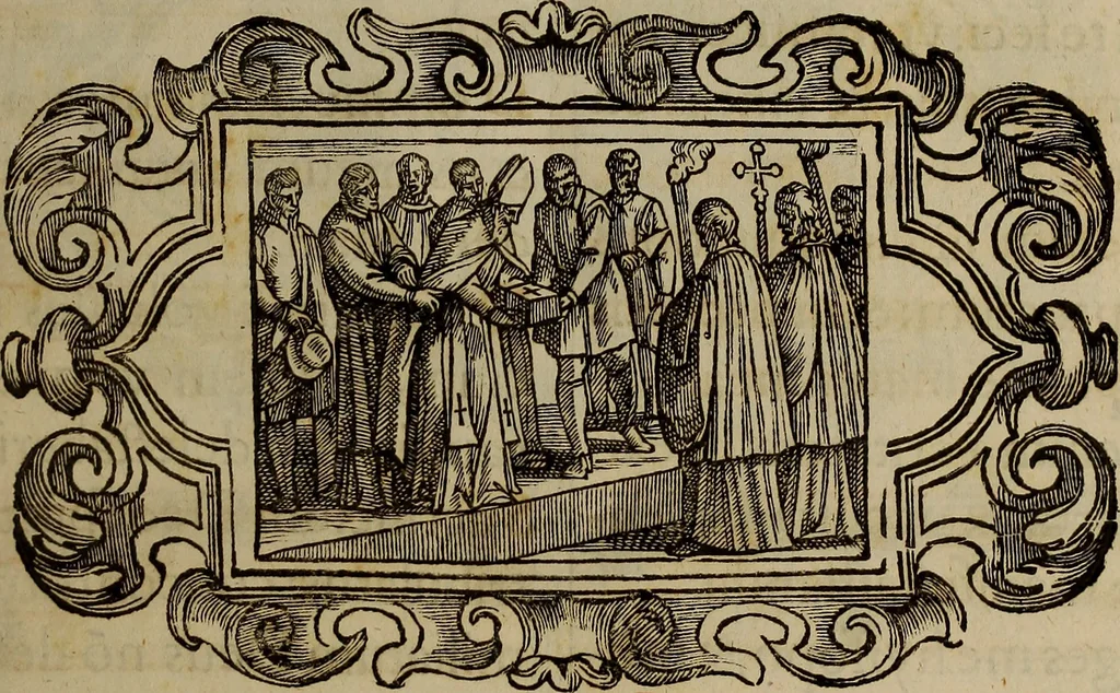 An illustration from Pontificale romanvm Clementis VIII primum : posteà uerò Vrbani VIII ; auctoritate recognitum ; cum figuris, 1683, leaf 280