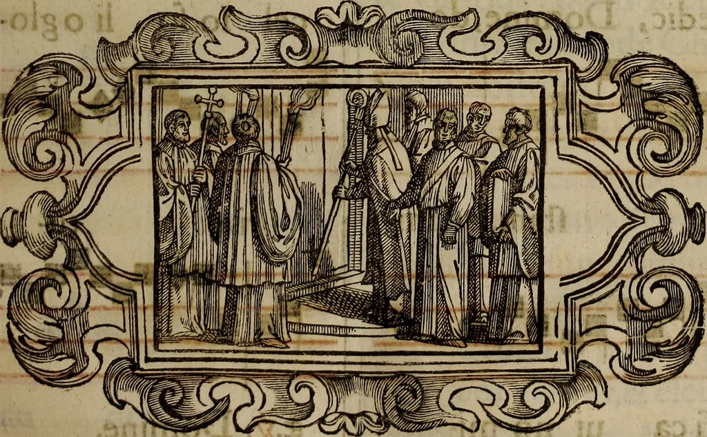 An illustration from Pontificale romanvm Clementis VIII primum : posteà uerò Vrbani VIII ; auctoritate recognitum ; cum figuris, 1683, leaf 292