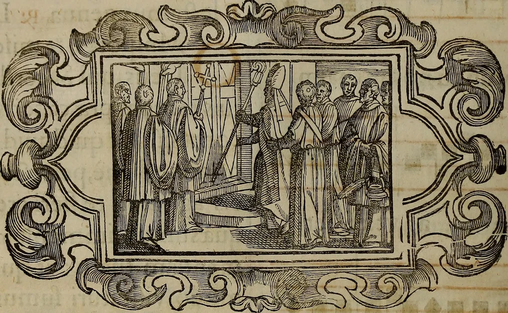 An illustration from Pontificale romanvm Clementis VIII primum : posteà uerò Vrbani VIII ; auctoritate recognitum ; cum figuris, 1683, leaf 297