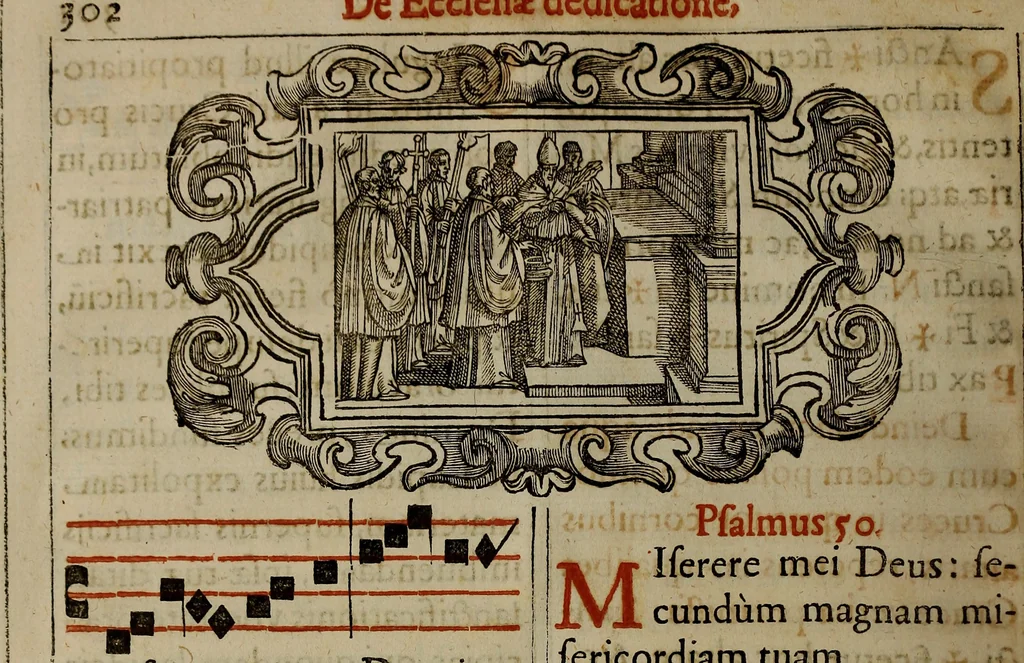 An illustration from Pontificale romanvm Clementis VIII primum : posteà uerò Vrbani VIII ; auctoritate recognitum ; cum figuris, 1683, leaf 313