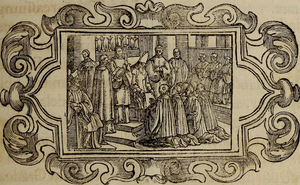 An illustration from Pontificale romanvm Clementis VIII primum : posteà uerò Vrbani VIII ; auctoritate recognitum ; cum figuris, 1683, leaf 32