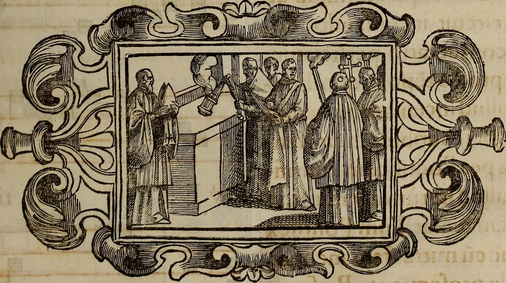 An illustration from Pontificale romanvm Clementis VIII primum : posteà uerò Vrbani VIII ; auctoritate recognitum ; cum figuris, 1683, leaf 350