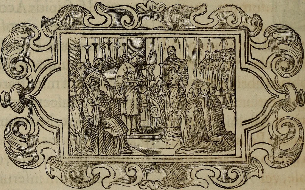 An illustration from Pontificale romanvm Clementis VIII primum : posteà uerò Vrbani VIII ; auctoritate recognitum ; cum figuris, 1683, leaf 37