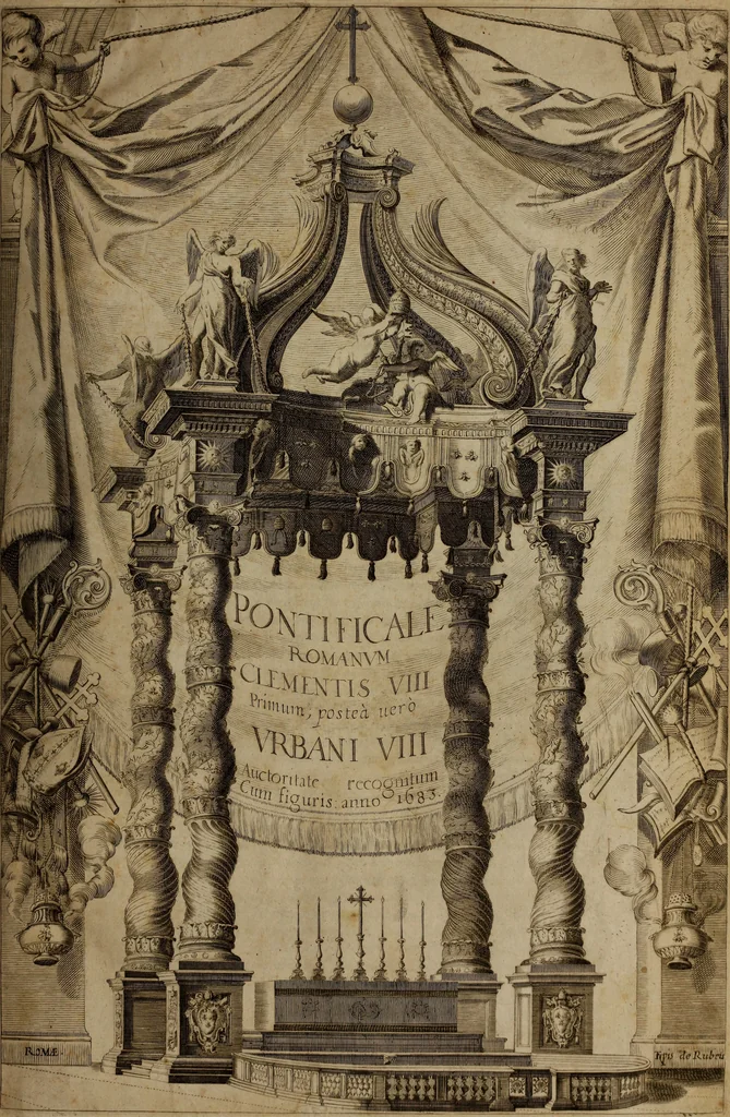 An illustration from Pontificale romanvm Clementis VIII primum : posteà uerò Vrbani VIII ; auctoritate recognitum ; cum figuris, 1683, leaf 4