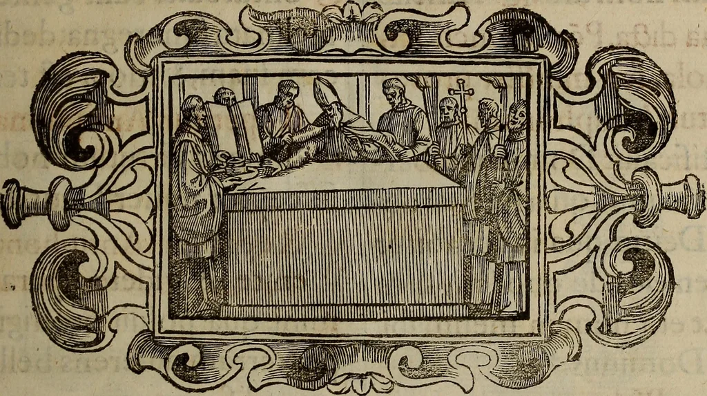 An illustration from Pontificale romanvm Clementis VIII primum : posteà uerò Vrbani VIII ; auctoritate recognitum ; cum figuris, 1683, leaf 402