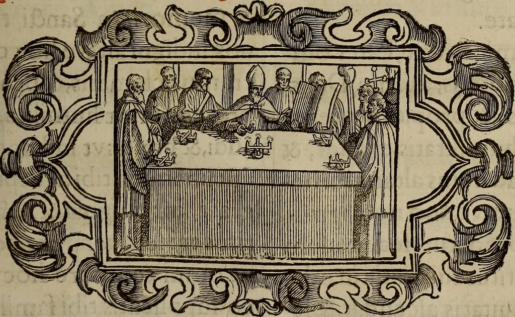 An illustration from Pontificale romanvm Clementis VIII primum : posteà uerò Vrbani VIII ; auctoritate recognitum ; cum figuris, 1683, leaf 406