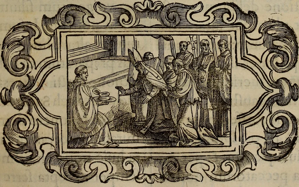 An illustration from Pontificale romanvm Clementis VIII primum : posteà uerò Vrbani VIII ; auctoritate recognitum ; cum figuris, 1683, leaf 414
