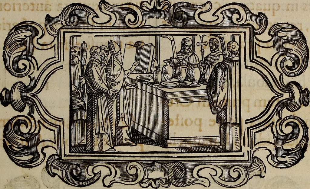 An illustration from Pontificale romanvm Clementis VIII primum : posteà uerò Vrbani VIII ; auctoritate recognitum ; cum figuris, 1683, leaf 424