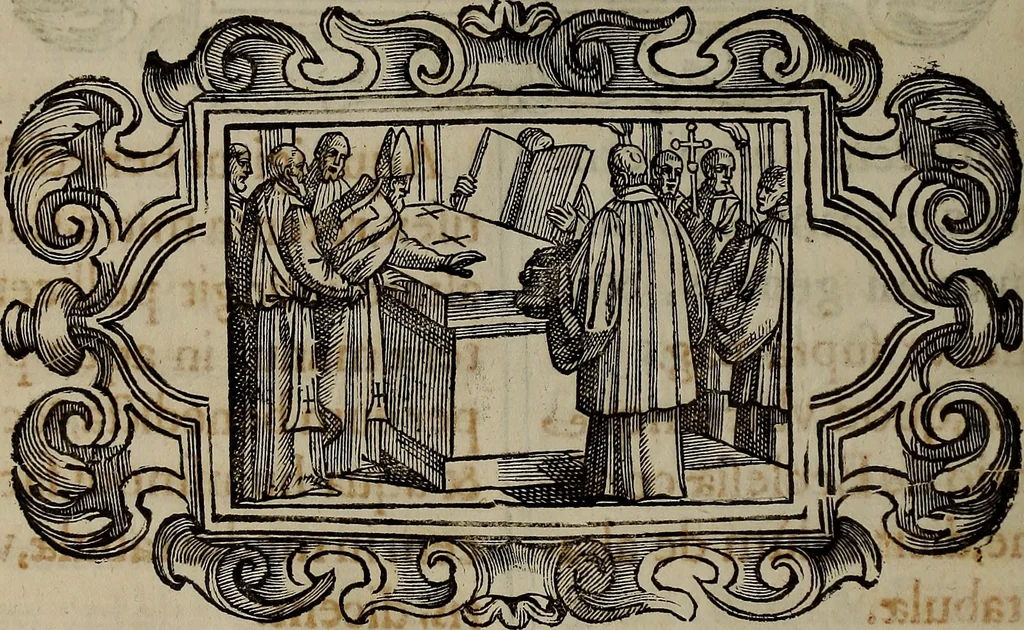 An illustration from Pontificale romanvm Clementis VIII primum : posteà uerò Vrbani VIII ; auctoritate recognitum ; cum figuris, 1683, leaf 425