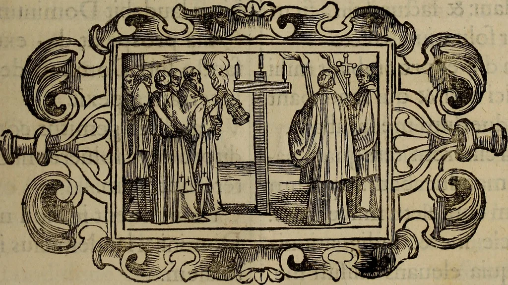 An illustration from Pontificale romanvm Clementis VIII primum : posteà uerò Vrbani VIII ; auctoritate recognitum ; cum figuris, 1683, leaf 444