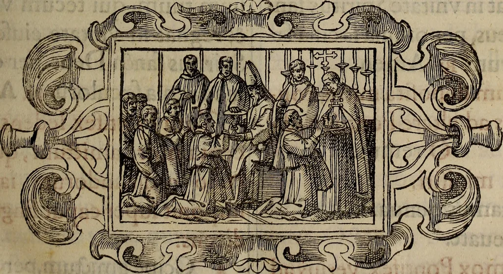 An illustration from Pontificale romanvm Clementis VIII primum : posteà uerò Vrbani VIII ; auctoritate recognitum ; cum figuris, 1683, leaf 46