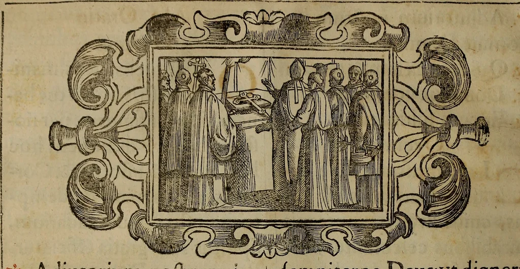 An illustration from Pontificale romanvm Clementis VIII primum : posteà uerò Vrbani VIII ; auctoritate recognitum ; cum figuris, 1683, leaf 477