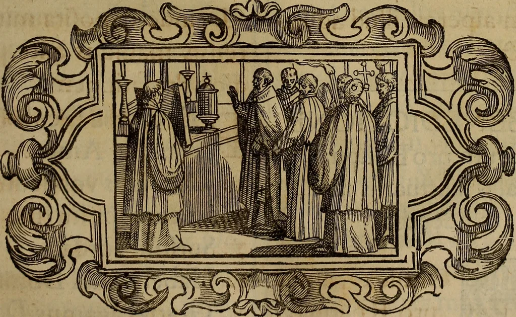 An illustration from Pontificale romanvm Clementis VIII primum : posteà uerò Vrbani VIII ; auctoritate recognitum ; cum figuris, 1683, leaf 488